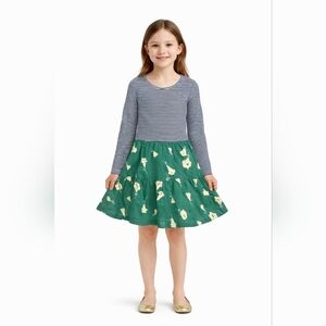 NWT Tea Collection Girl's 7 Cotton Tiered Twirl Dress Stripes Floral Mixed Print